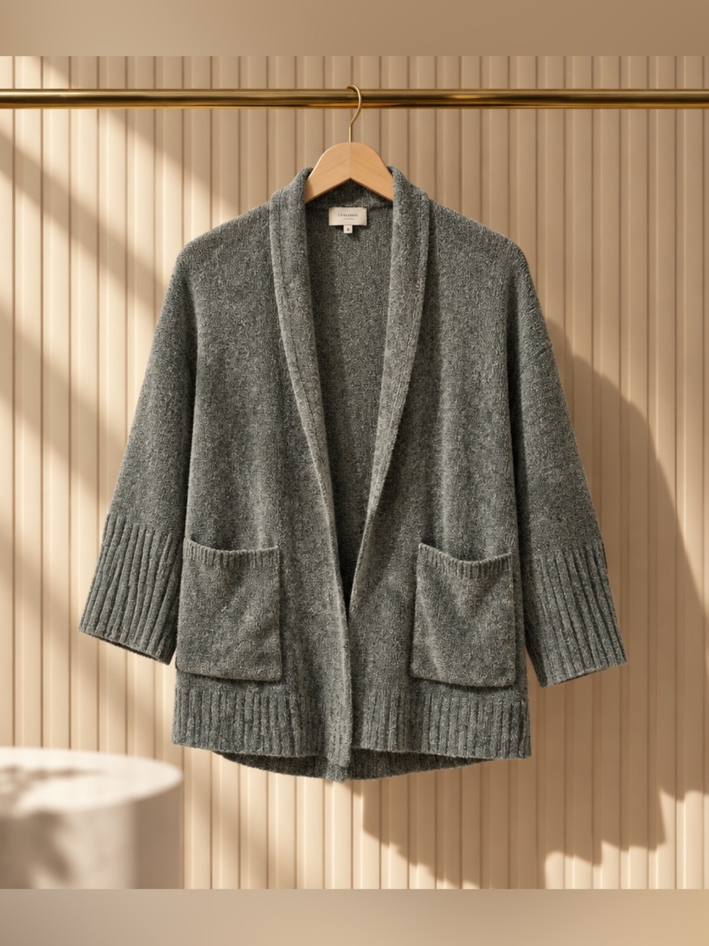Madewell 100% Cashmere Olive Open Long Sleeve Cardigan Pockets Size XXL *Flaws - Picture 2 of 16